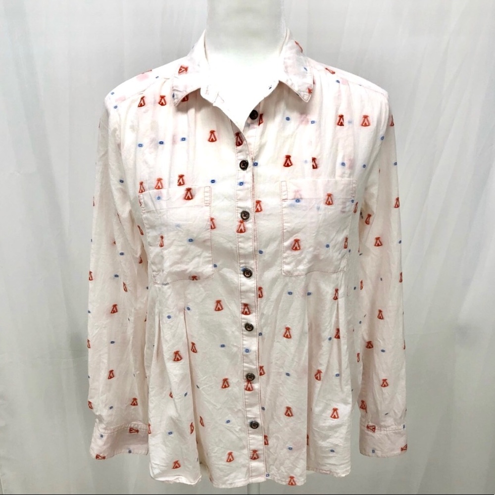 MAEVE Anthropologie Miette TeePee Embroidered Top